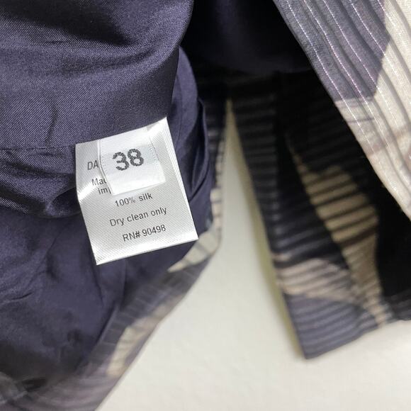 Daniela Corte Silk Blazer Jacket Womens 38 Purple Floral Striped Metallic Career - Picture 10 of 13